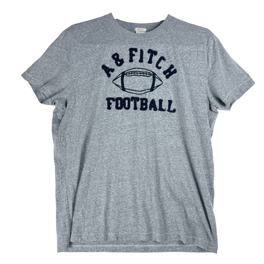 Abercrombie & Fitch Football T-Shirt Mens XXL Grey Muscle Fit Sporty Collegiate